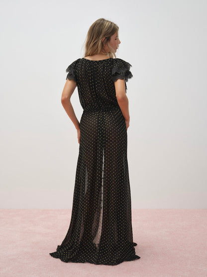 Liz Lurex Dot Robe - Black | For Love and Lemons