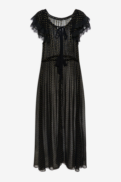 Liz Lurex Dot Robe - Black | For Love and Lemons