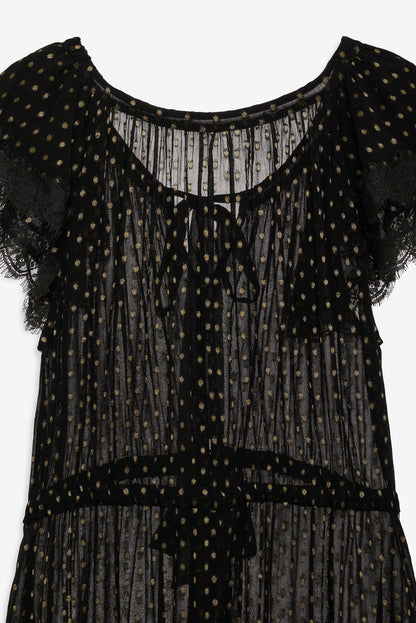 Liz Lurex Dot Robe - Black | For Love and Lemons