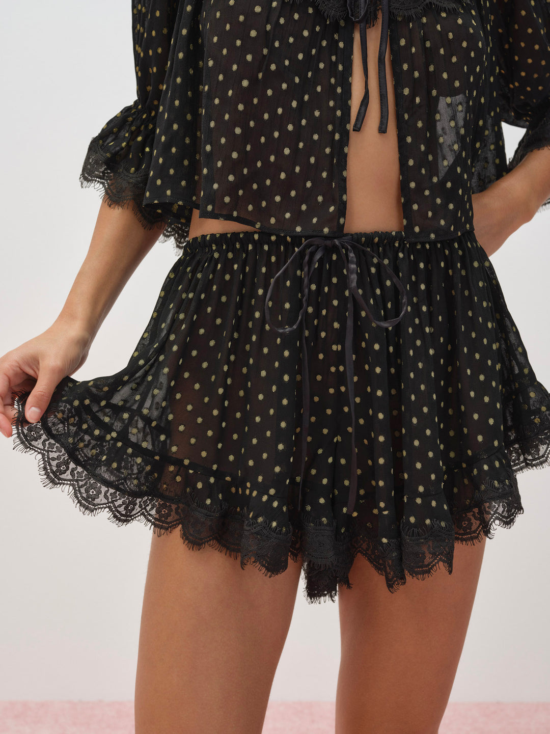 Liz Lurex Dot Short - Black | For Love and Lemons