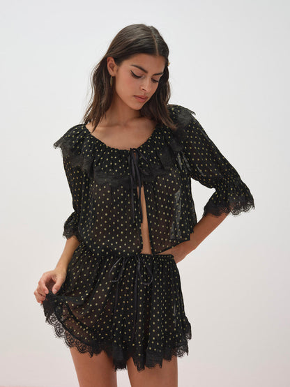 Liz Lurex Dot Short - Black | For Love and Lemons