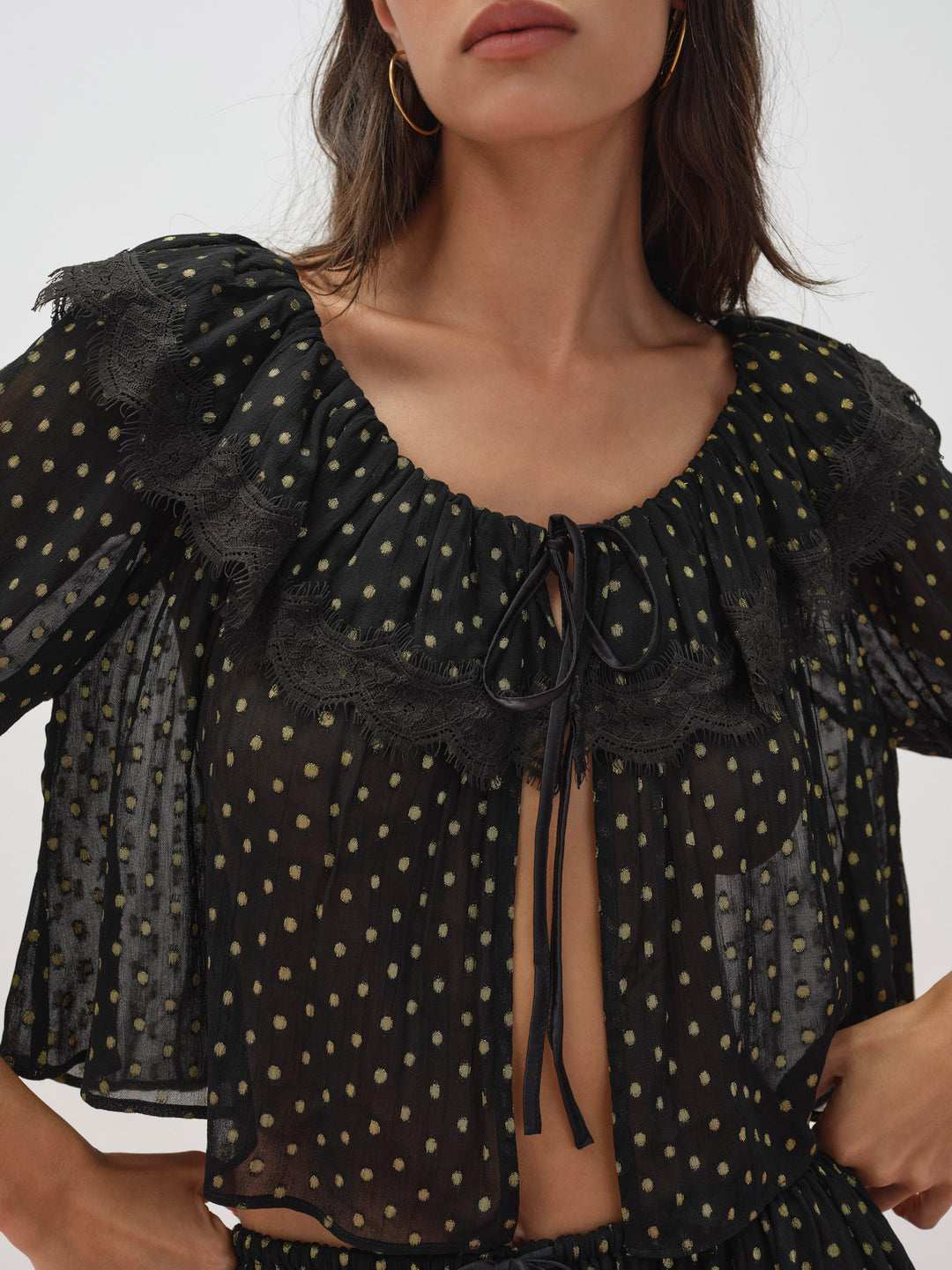 Liz Lurex Dot Top - Black | For Love and Lemons