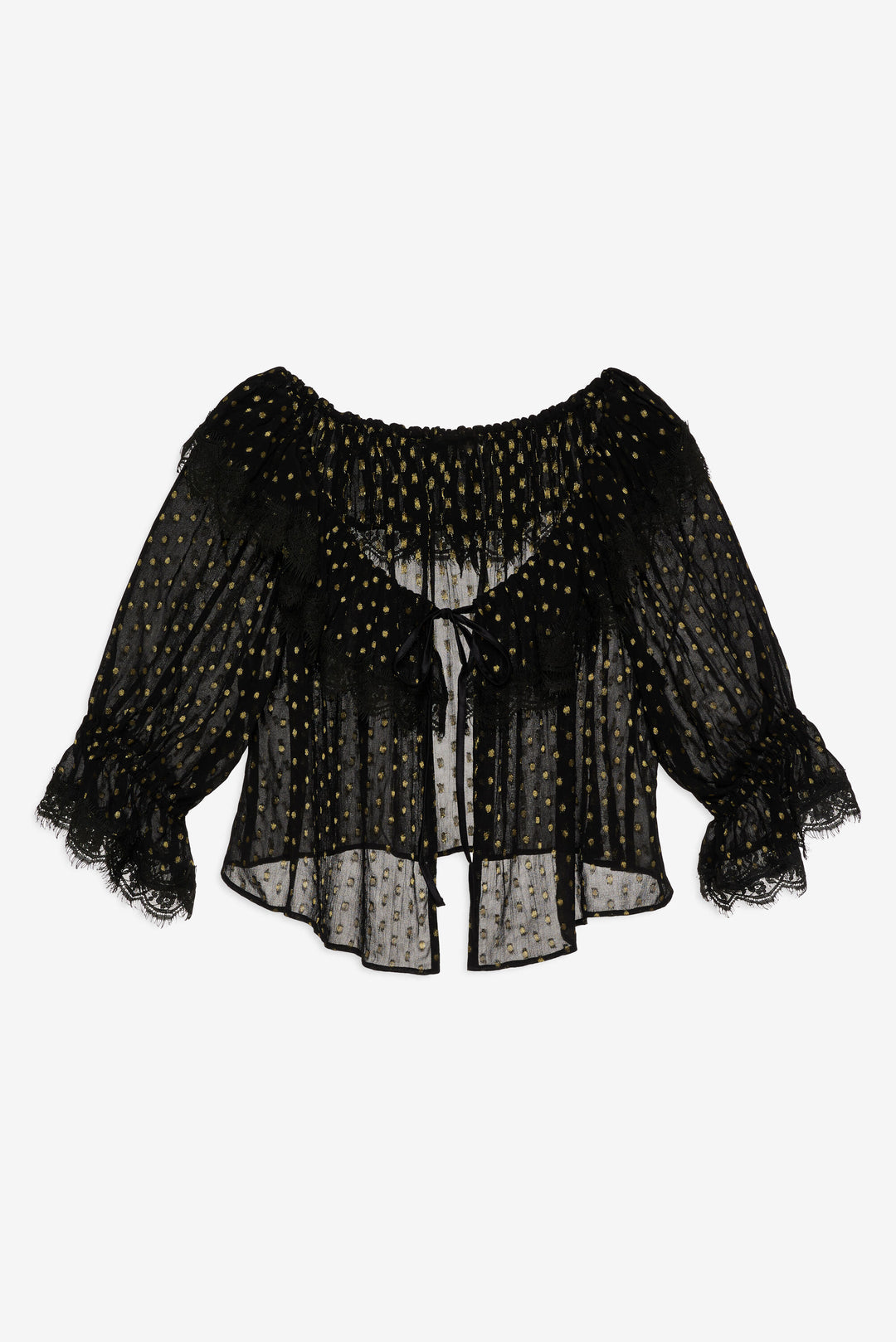 Liz Lurex Dot Top - Black | For Love and Lemons