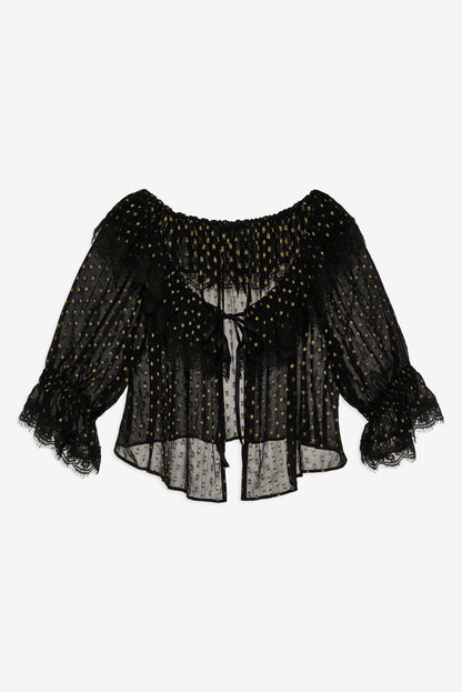 Liz Lurex Dot Top - Black | For Love and Lemons