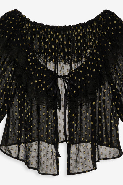 Liz Lurex Dot Top - Black | For Love and Lemons