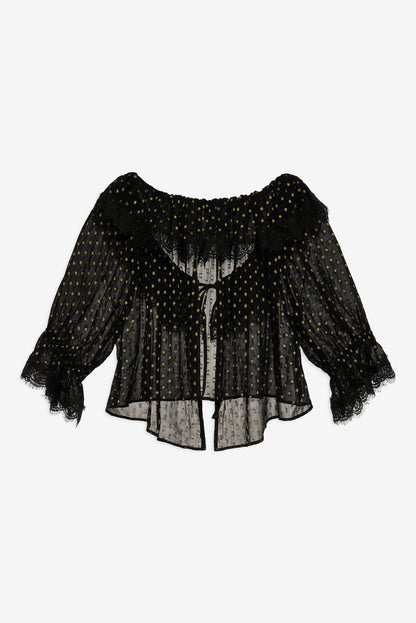 Liz Lurex Dot Top - Black | For Love and Lemons