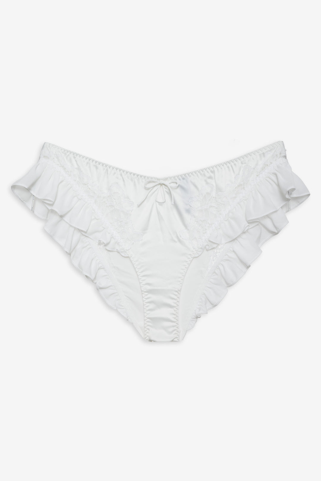 Butterfly Lace Ruffle Cheeky Panty - White | For Love and Lemons