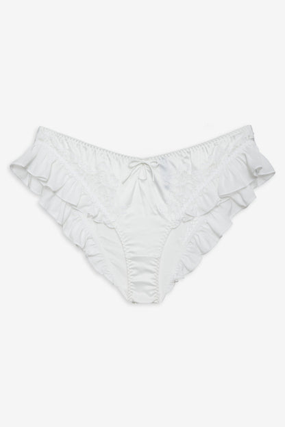 Butterfly Lace Ruffle Cheeky Panty - White | For Love and Lemons