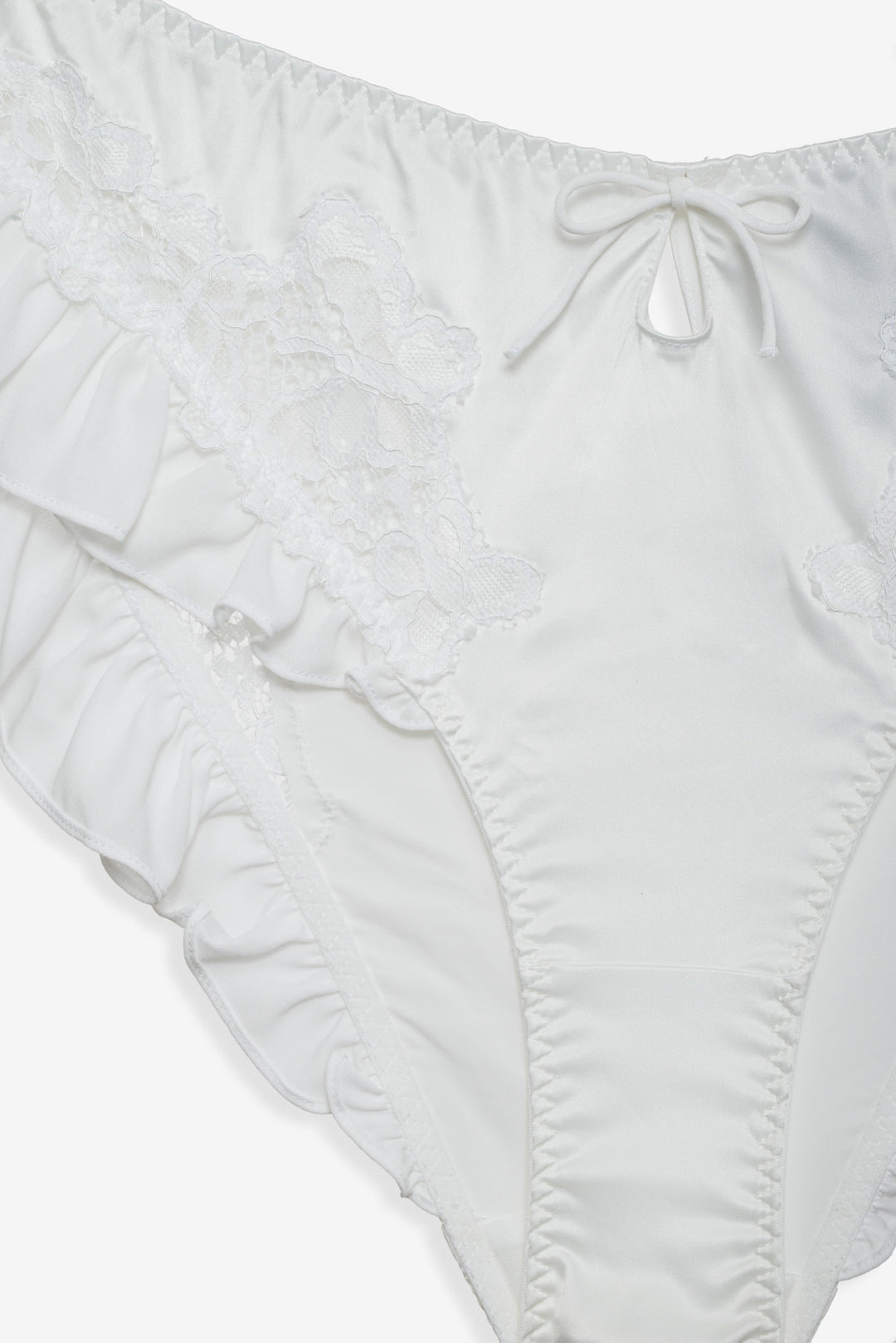Butterfly Lace Ruffle Cheeky Panty - White | For Love and Lemons