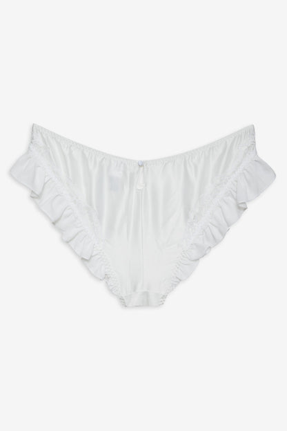 Butterfly Lace Ruffle Cheeky Panty - White | For Love and Lemons
