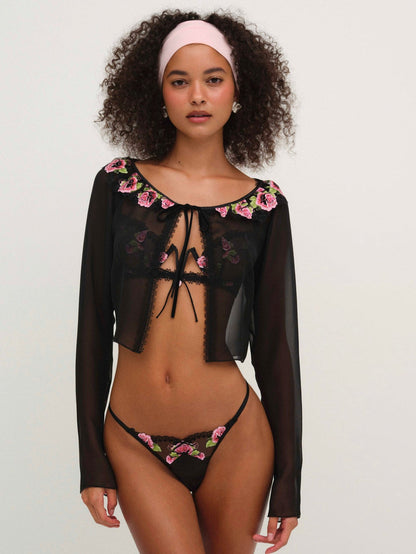 Love Garden Sheer Shrug - Black | For Love and Lemons