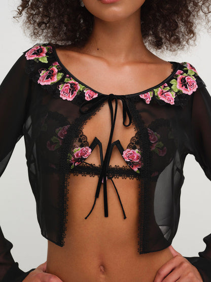 Love Garden Sheer Shrug - Black | For Love and Lemons