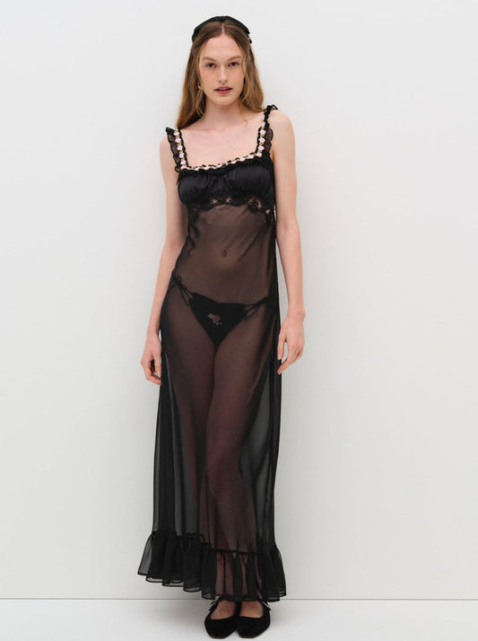 Gertrude Maxi Slip Dress - Black | For Love and Lemons