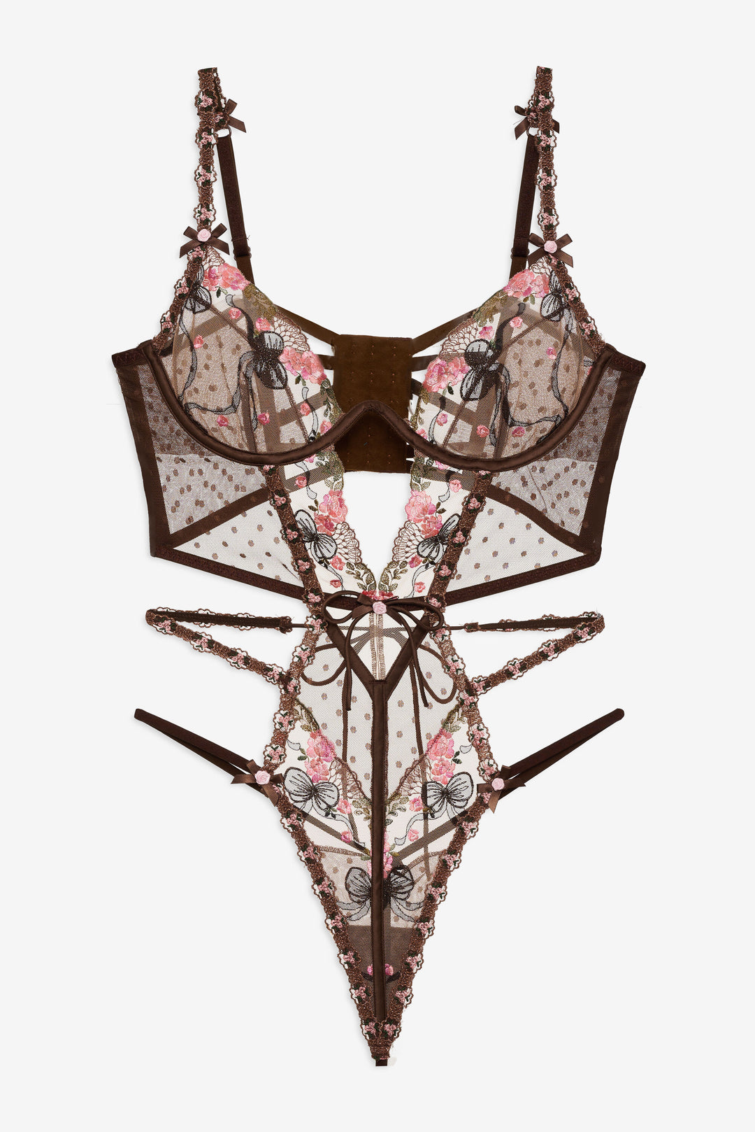 Runaway Bows Bodysuit - Brown | For Love and Lemons