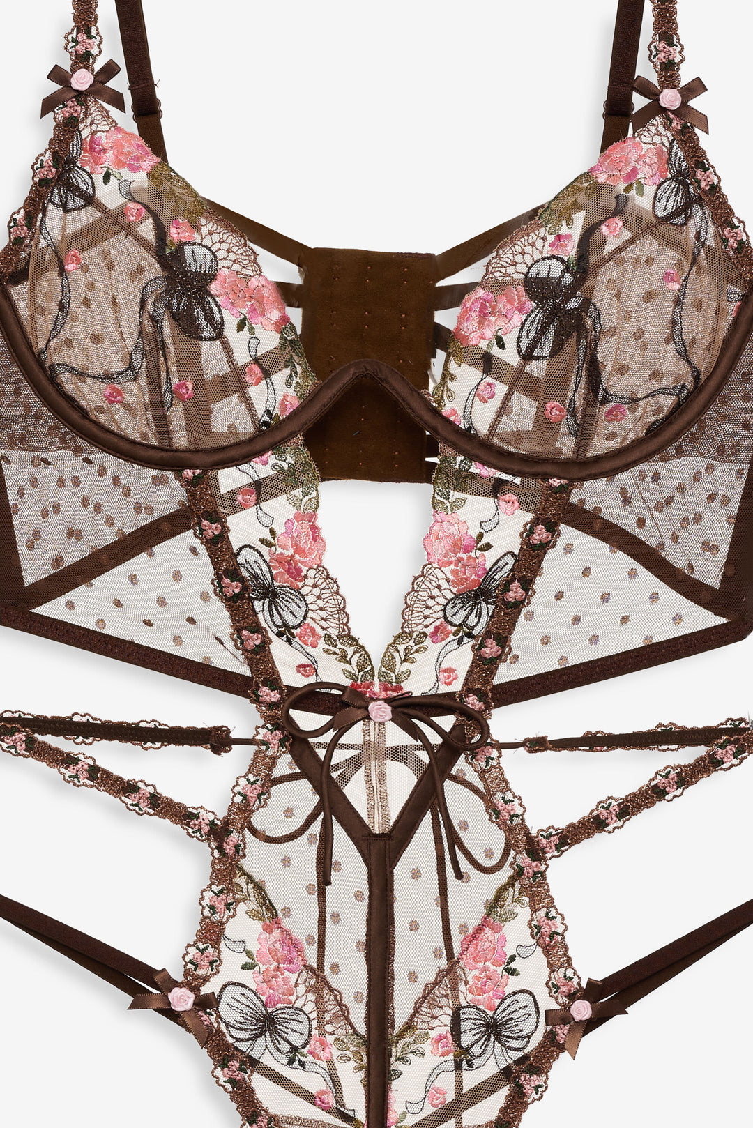 Runaway Bows Bodysuit - Brown | For Love and Lemons
