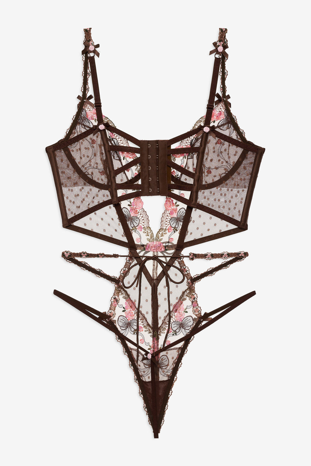 Runaway Bows Bodysuit - Brown | For Love and Lemons