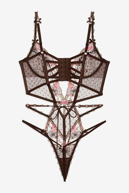 Runaway Bows Bodysuit - Brown | For Love and Lemons