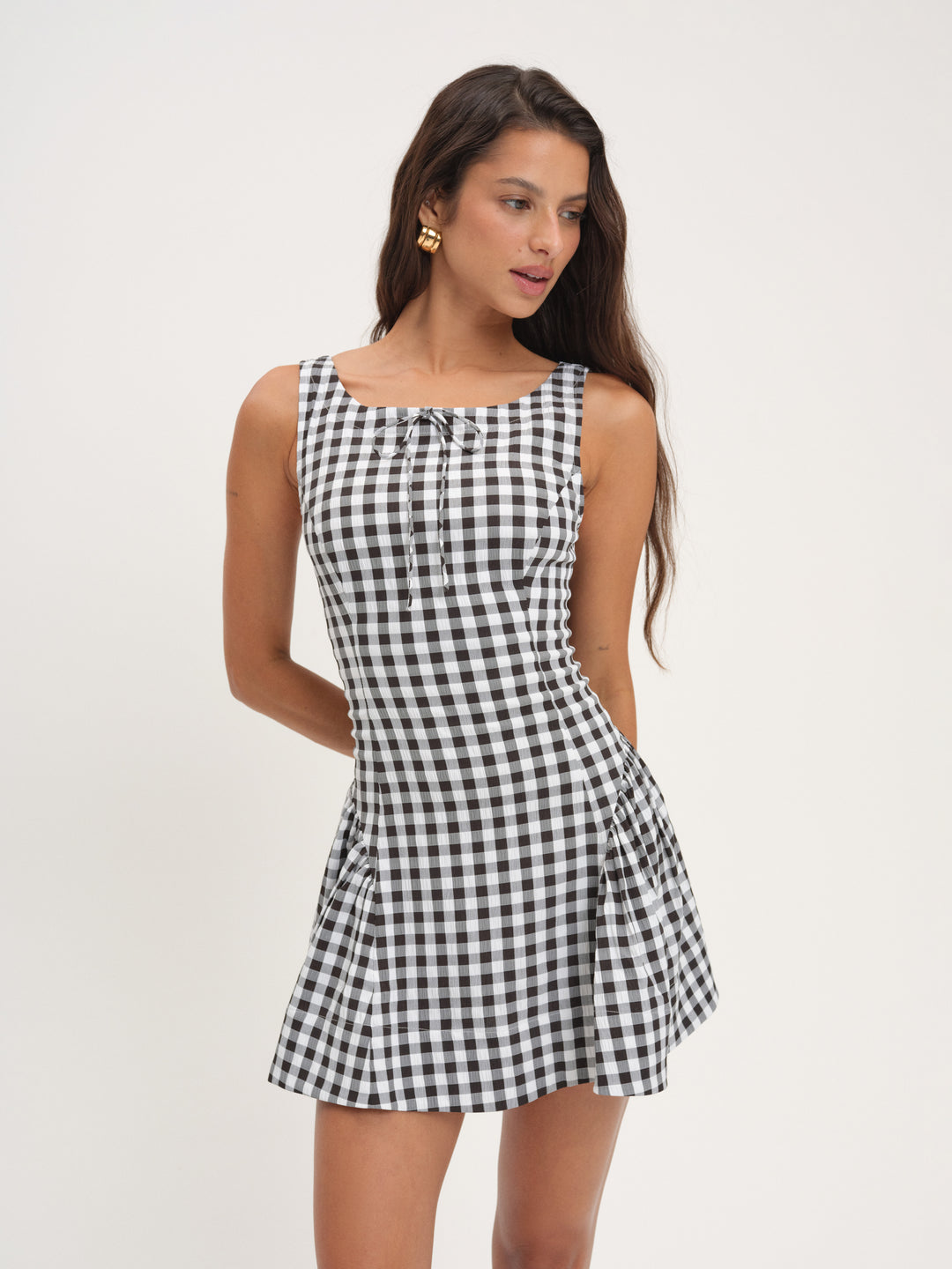 Scotch Bonnet Gingham Mini Dress - Black | For Love and Lemons