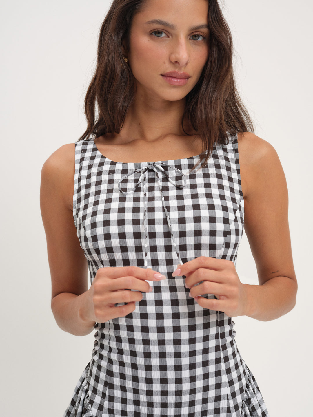 Scotch Bonnet Gingham Mini Dress - Black | For Love and Lemons