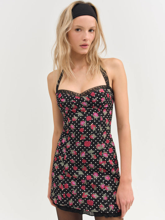 Betty Bud Mini Dress - Black | For Love and Lemons
