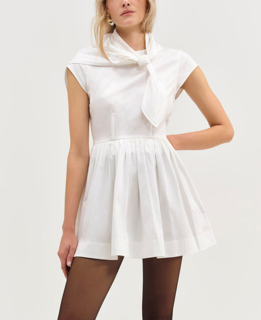 Helena Poplin Scarf Mini Dress - White | For Love and Lemons