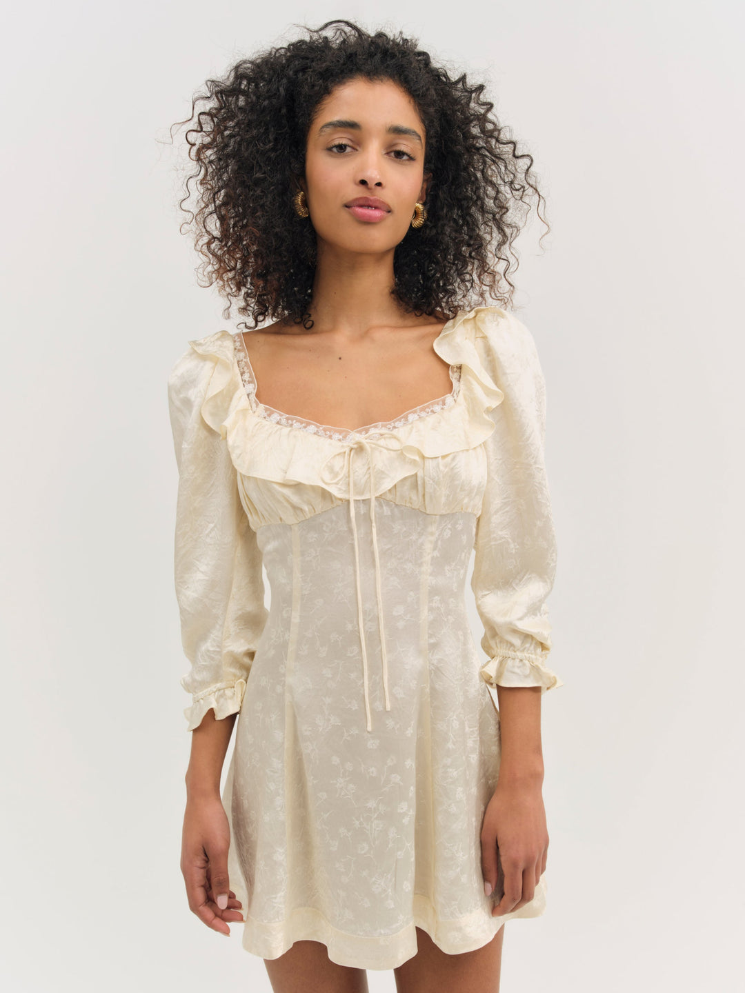 Carla Jacquard Mini Dress - Cream | For Love and Lemons