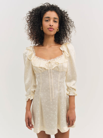 Carla Jacquard Mini Dress - Cream | For Love and Lemons