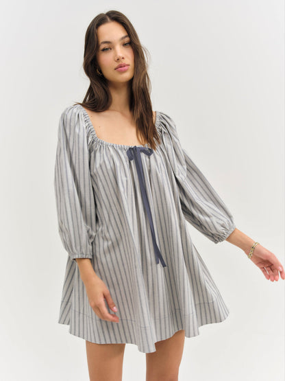 Linen Stripe Mini Dress - Blue | For Love and Lemons