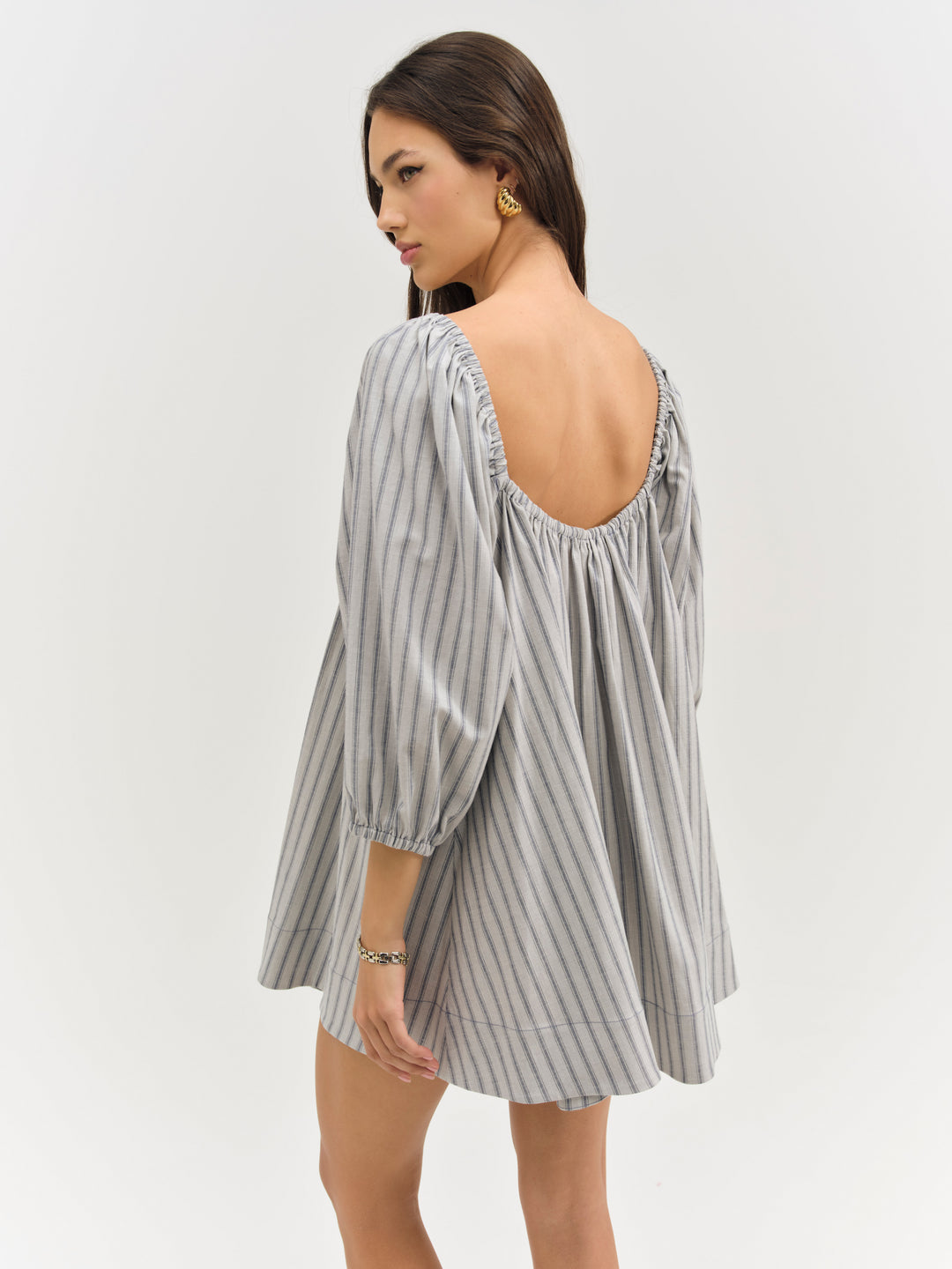 Linen Stripe Mini Dress - Blue | For Love and Lemons