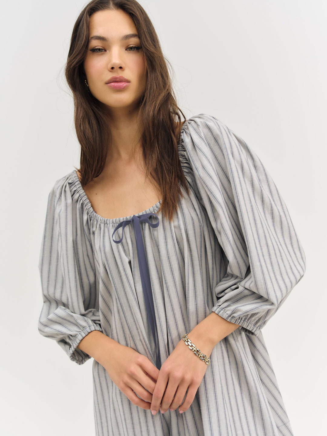 Linen Stripe Mini Dress - Blue | For Love and Lemons