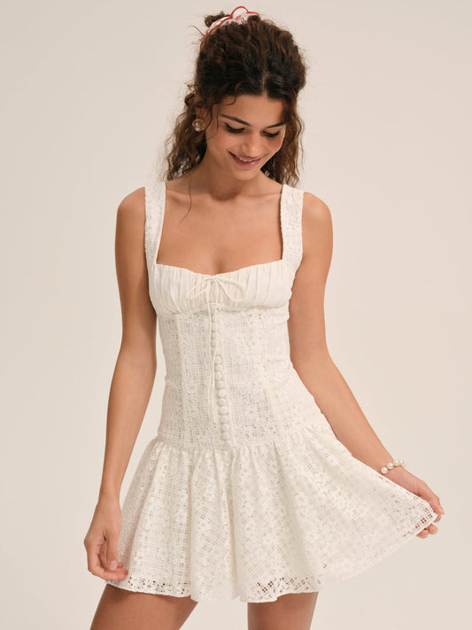 Daisy Lace Mini Dress - White | For Love and Lemons