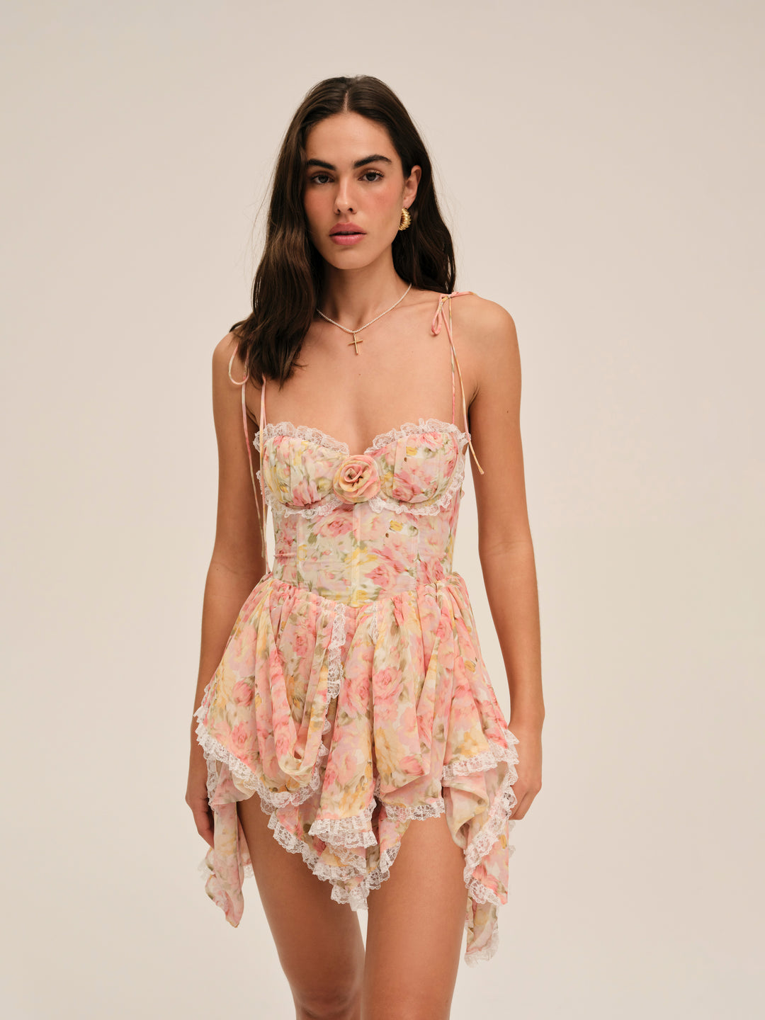 Elea Asymmetrical Mini Dress - Peach | For Love and Lemons