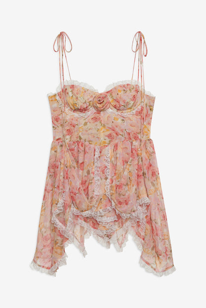 Elea Asymmetrical Mini Dress - Peach | For Love and Lemons