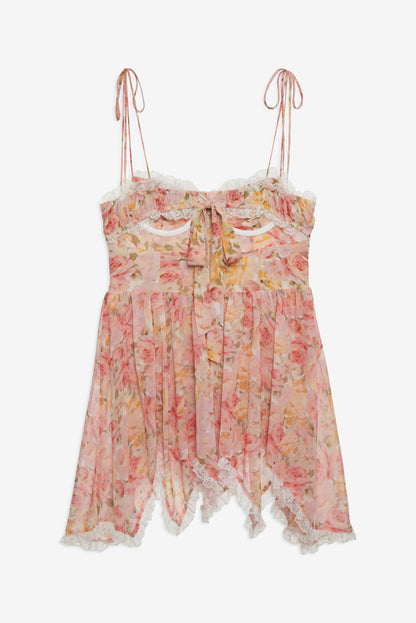 Elea Asymmetrical Mini Dress - Peach | For Love and Lemons