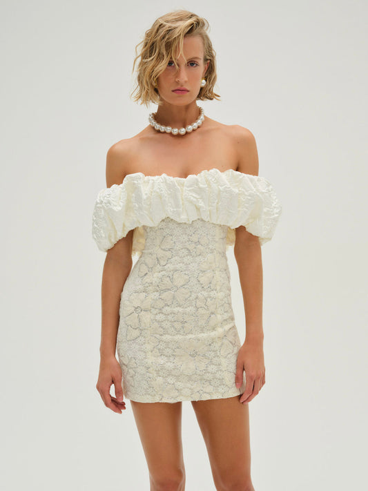 Snowflake Daisy Mini Dress - Cream | For Love and Lemons
