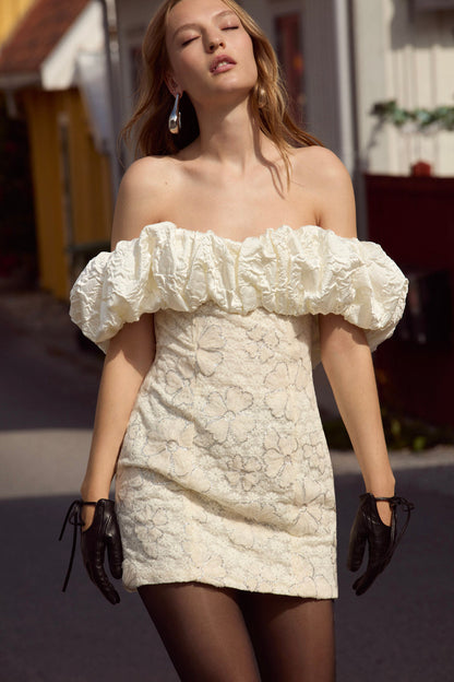 Snowflake Daisy Mini Dress - Cream | For Love and Lemons