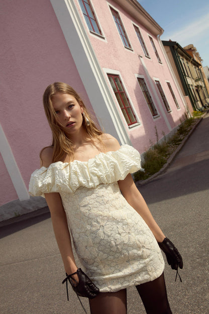 Snowflake Daisy Mini Dress - Cream | For Love and Lemons