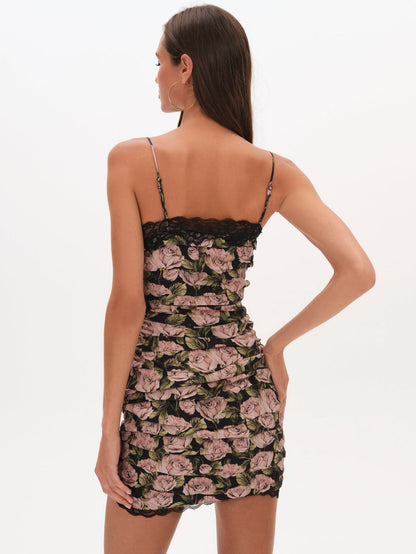 Fallen Rose Mini Dress - Black | For Love and Lemons