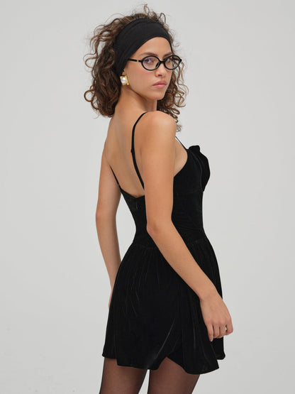 Martini Velvet Mini Dress - Black | For Love and Lemons