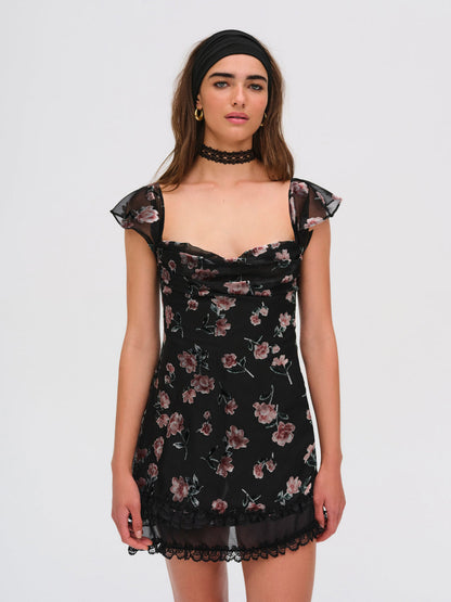 Aigrette Mini Dress - Black | For Love and Lemons