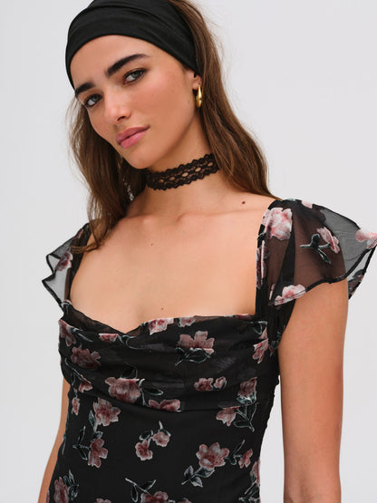 Aigrette Mini Dress - Black | For Love and Lemons