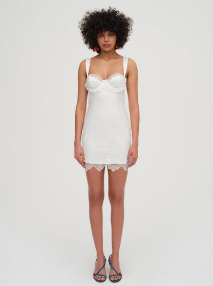 Allira Lace Mini Dress - White | For Love and Lemons