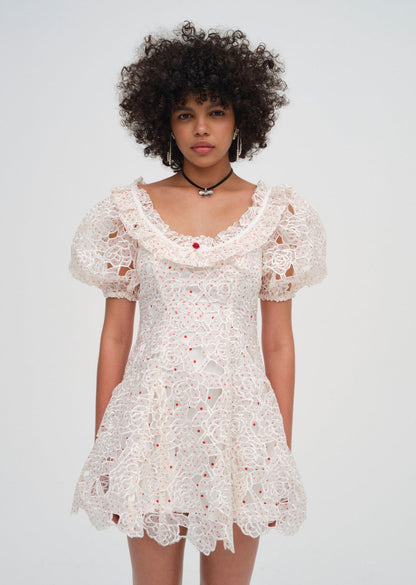 Aphrodite Embroidered Mini Dress - White | For Love and Lemons