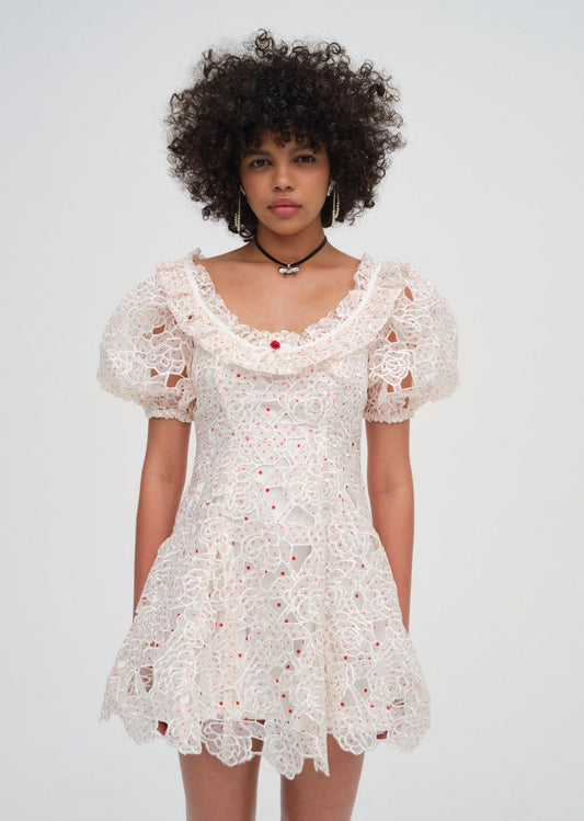 Aphrodite Embroidered Mini Dress - White | For Love and Lemons