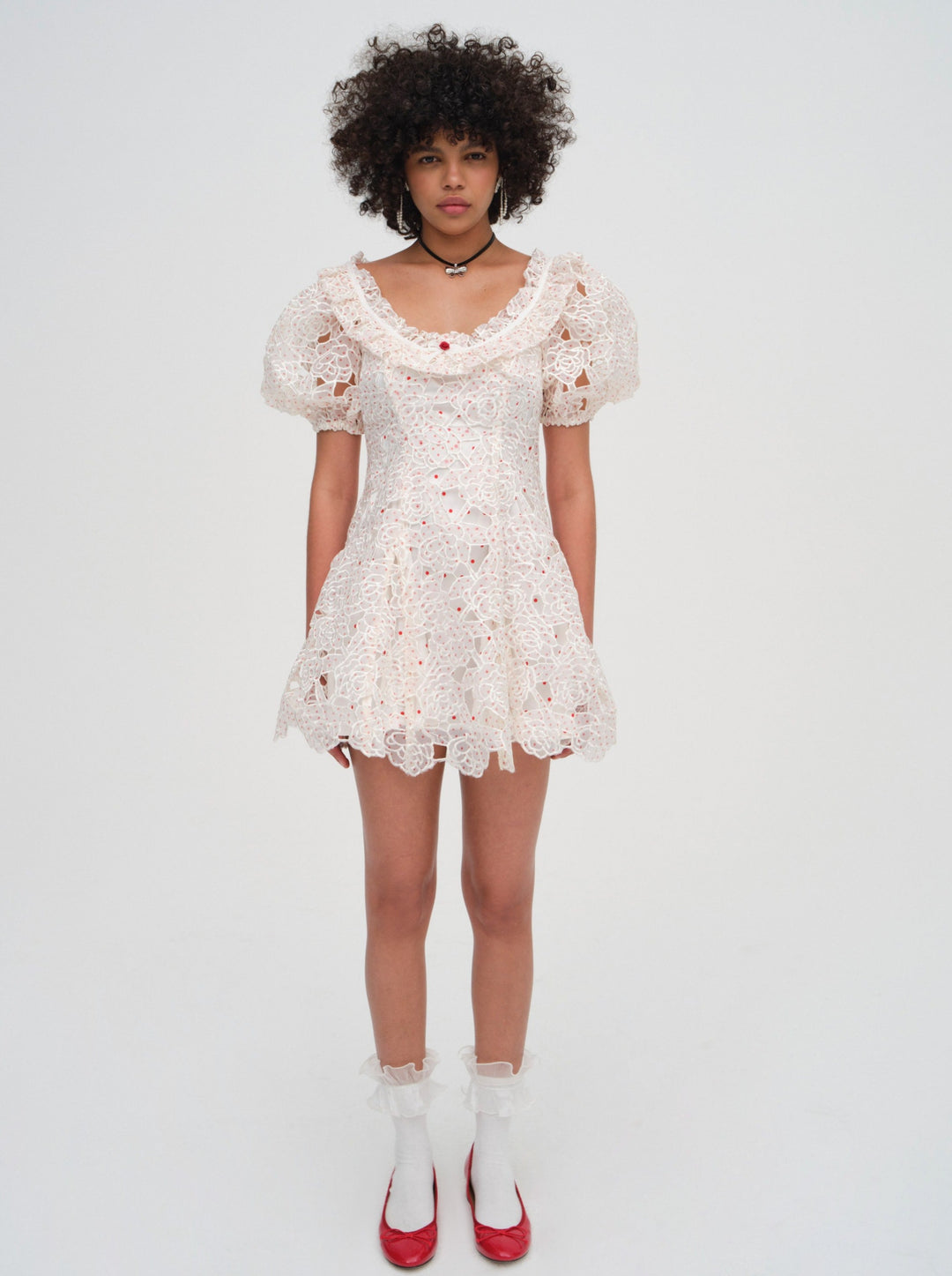 Aphrodite Embroidered Mini Dress - White | For Love and Lemons