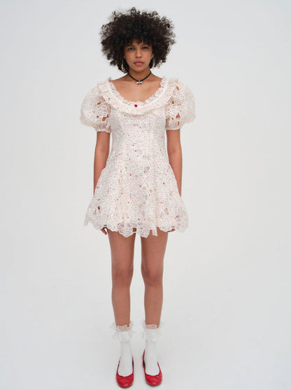 Aphrodite Embroidered Mini Dress - White | For Love and Lemons