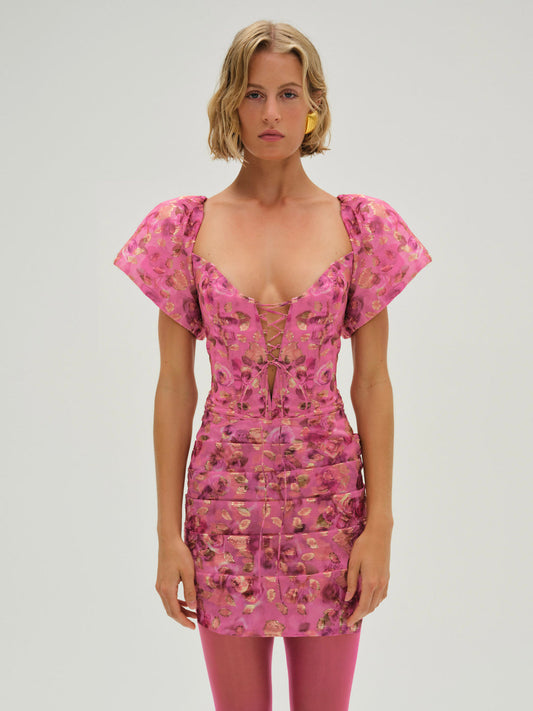 Blurred Roses Mini Dress - Pink | For Love and Lemons