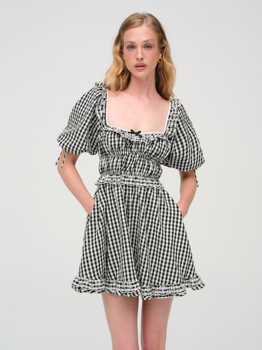 Jackson Mini Dress - Black Gingham | For Love and Lemons