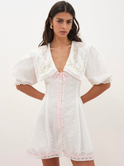 Mi Amore Embroidered Mini Dress - White | For Love and Lemons