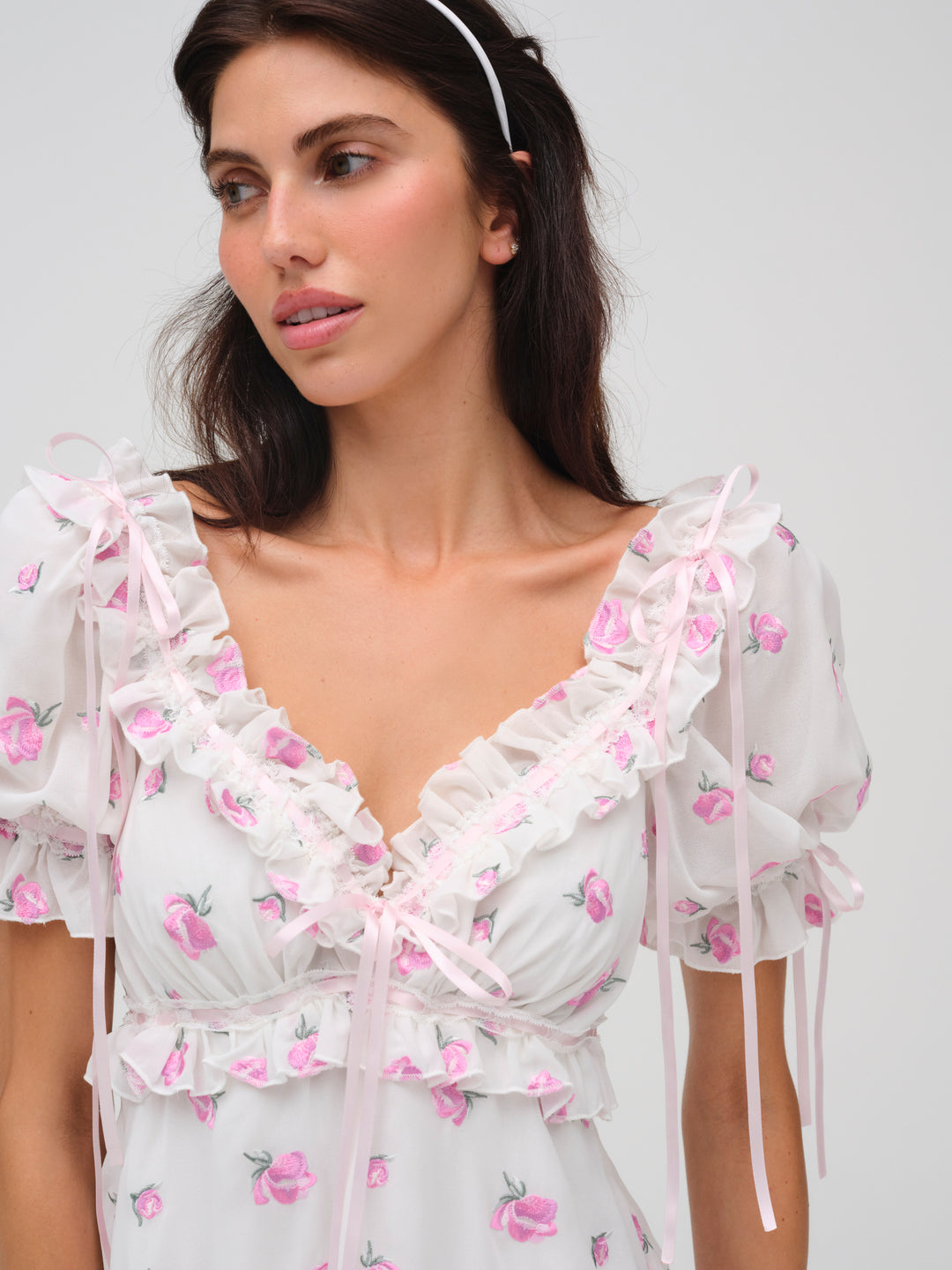 Fiona Floral Mini Dress - White | For Love and Lemons
